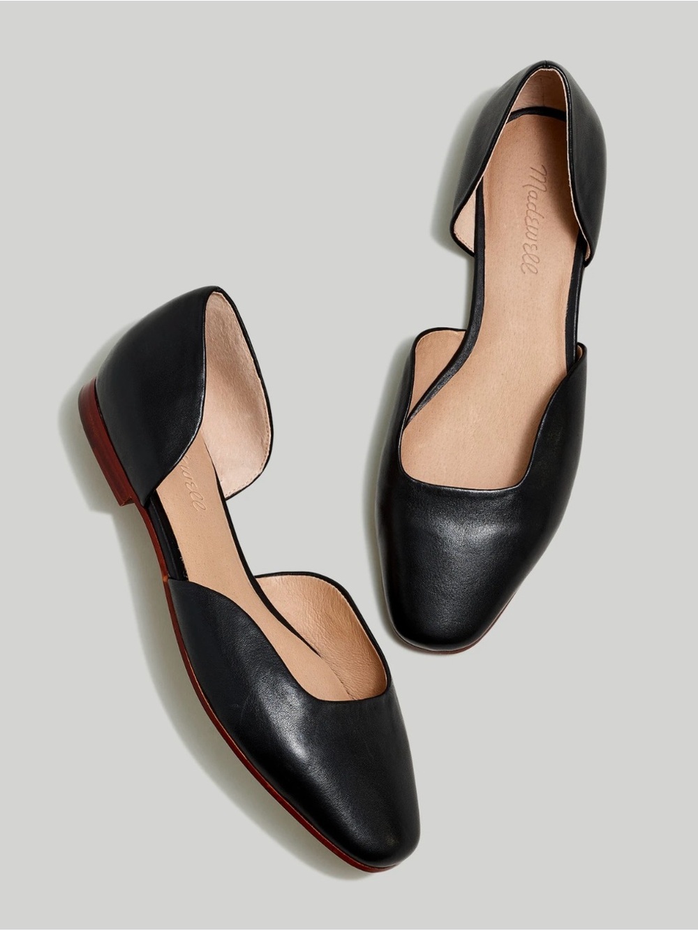 Madewell Black Leather Lawrence D'Orsay Flats with Brown Sole